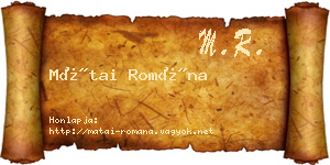 Mátai Romána névjegykártya